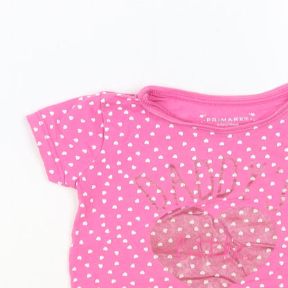 Primark Girls Pink Geometric Cotton Pullover T-Shirt Size 3-4 Years Crew Neck Pullover - Daddy's Little Sweetheart