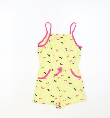 Name It Girls Yellow Geometric Cotton Playsuit One-Piece Size 4 Years Snap - Sunglasses Pattern