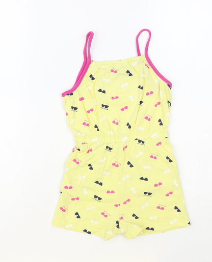 Name It Girls Yellow Geometric Cotton Playsuit One-Piece Size 4 Years Snap - Sunglasses Pattern