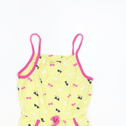 Name It Girls Yellow Geometric Cotton Playsuit One-Piece Size 4 Years Snap - Sunglasses Pattern