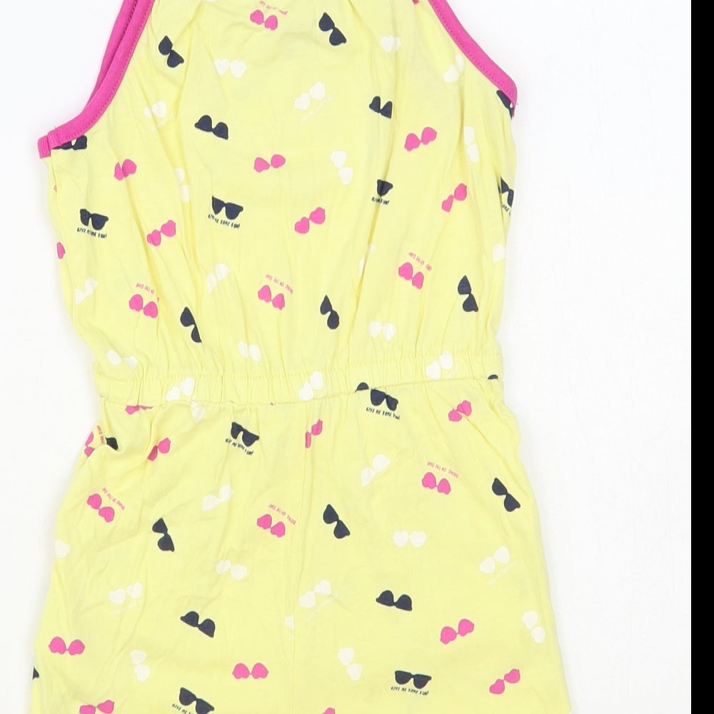 Name It Girls Yellow Geometric Cotton Playsuit One-Piece Size 4 Years Snap - Sunglasses Pattern