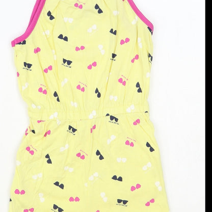 Name It Girls Yellow Geometric Cotton Playsuit One-Piece Size 4 Years Snap - Sunglasses Pattern