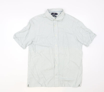 Mens UK Size L Blue Harbour Green  Button-Up Short Sleeve Casual Shirt