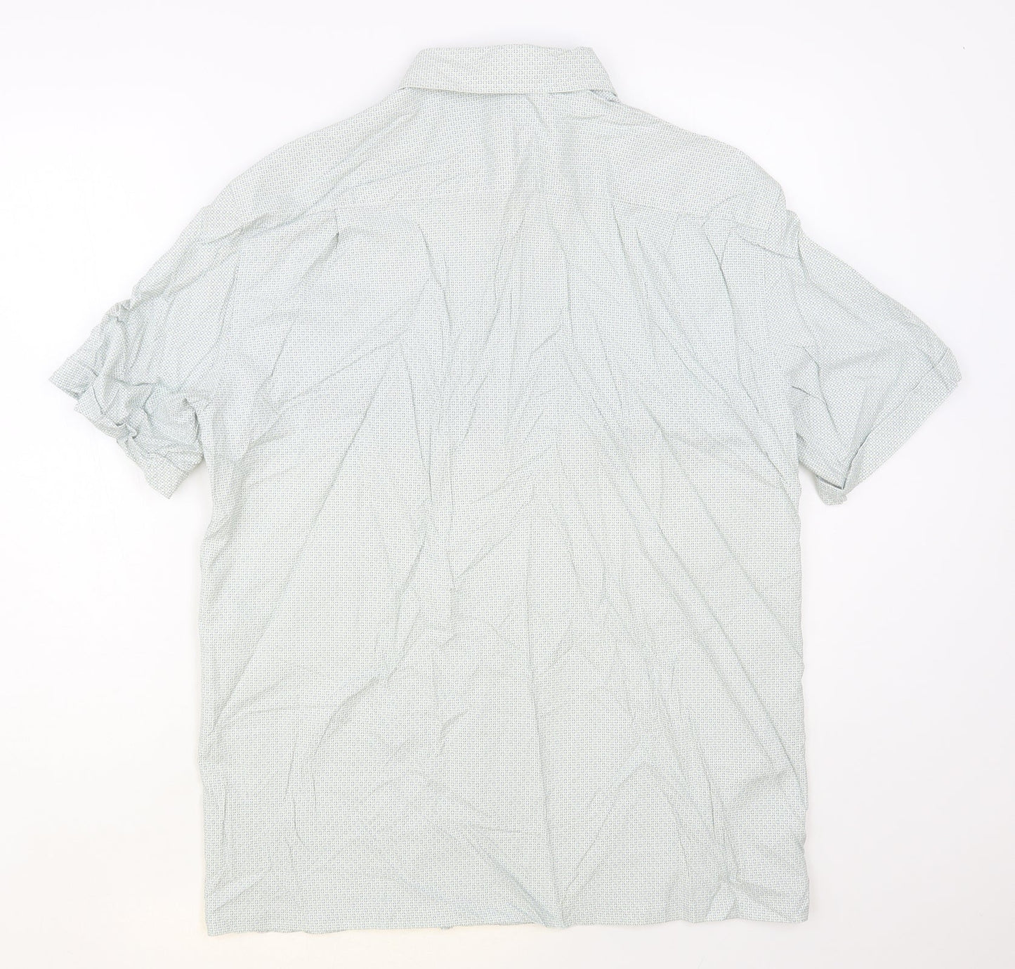 Mens UK Size L Blue Harbour Green  Button-Up Short Sleeve Casual Shirt