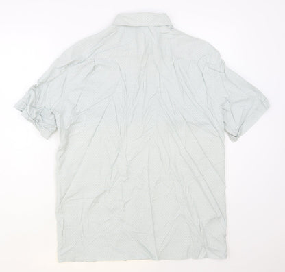 Mens UK Size L Blue Harbour Green  Button-Up Short Sleeve Casual Shirt