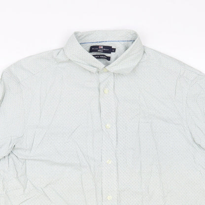Mens UK Size L Blue Harbour Green  Button-Up Short Sleeve Casual Shirt