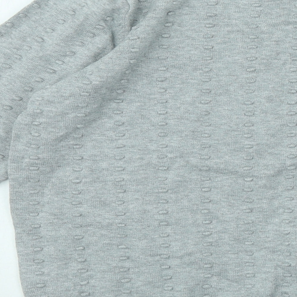 TU Womens Grey Round Neck Geometric Cotton Pullover Jumper Size 12