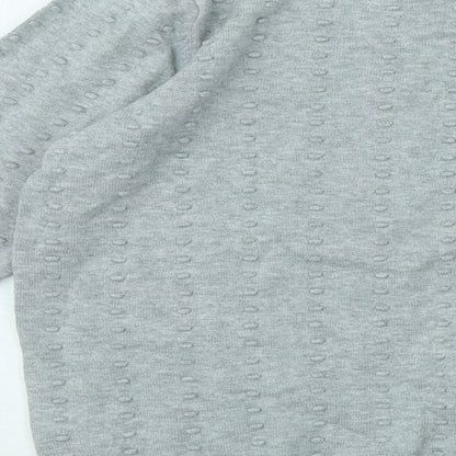 TU Womens Grey Round Neck Geometric Cotton Pullover Jumper Size 12