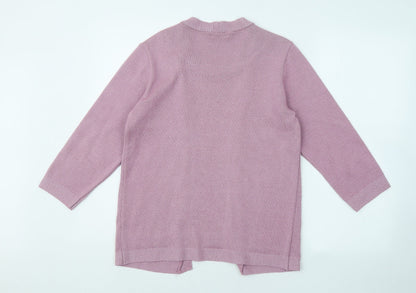 Sarah Hamilton Womens Purple Round Neck Striped Polyester Pullover Jumper Size M