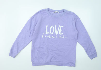 Amara Reya Womens Purple Cotton Pullover Sweatshirt Size 12 Pullover - Love