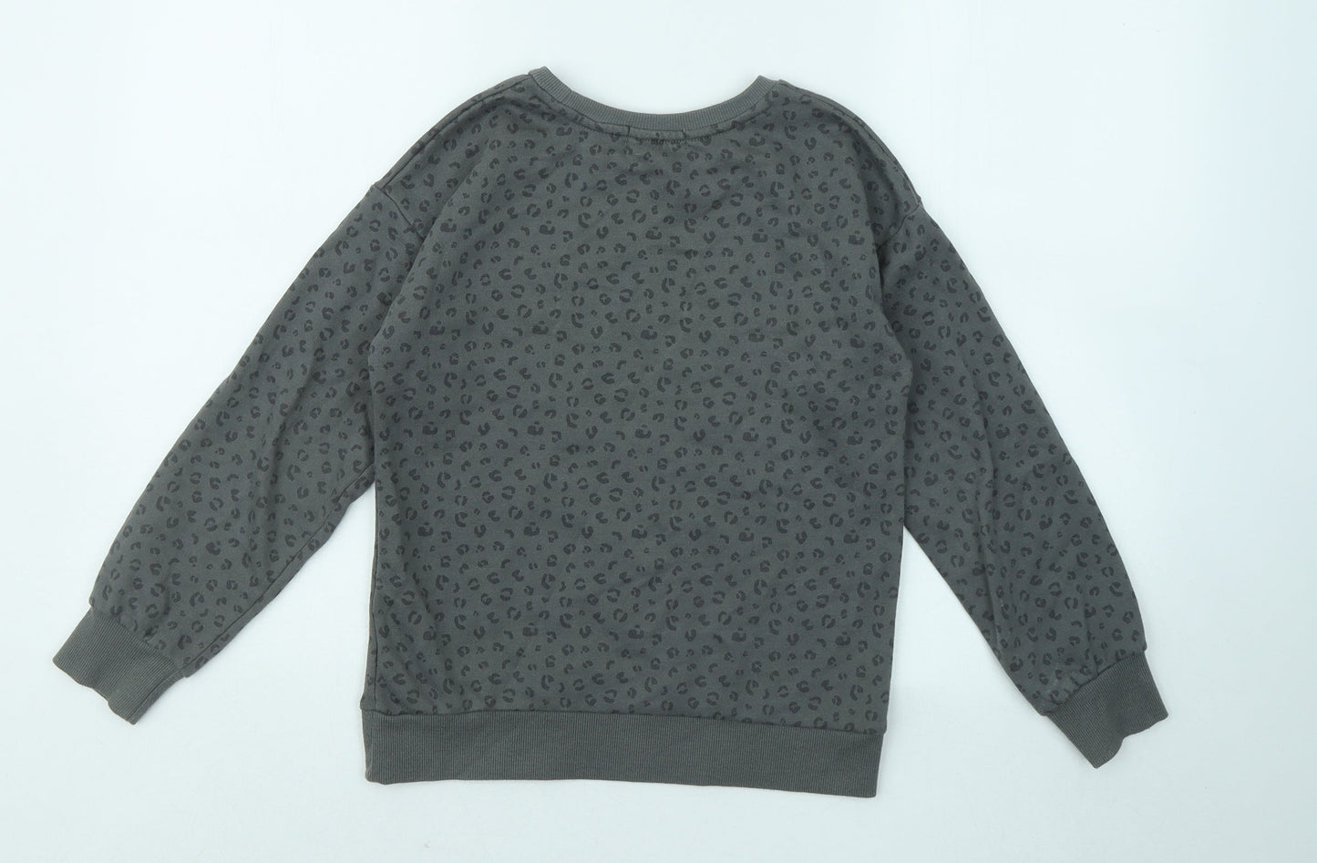 Primark Girls Grey Animal Print Cotton Pullover Sweatshirt Size 9-10 Years Pullover - Be The Change, Leopard Print