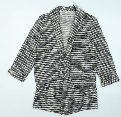 George Womens Black V-Neck Geometric Acrylic Cardigan Jumper Size 12