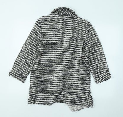 George Womens Black V-Neck Geometric Acrylic Cardigan Jumper Size 12