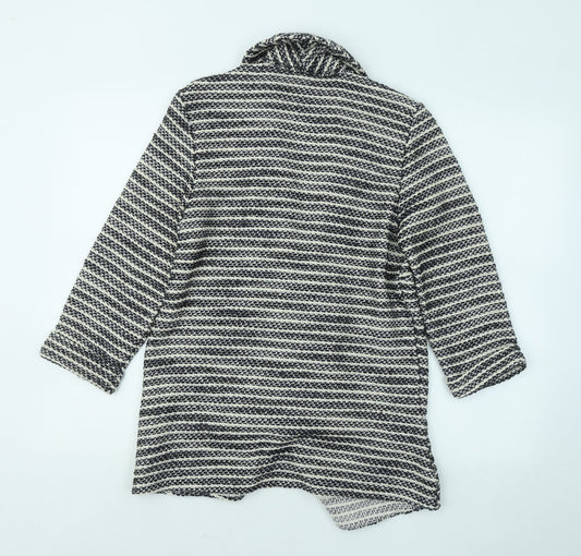 George Womens Black V-Neck Geometric Acrylic Cardigan Jumper Size 12