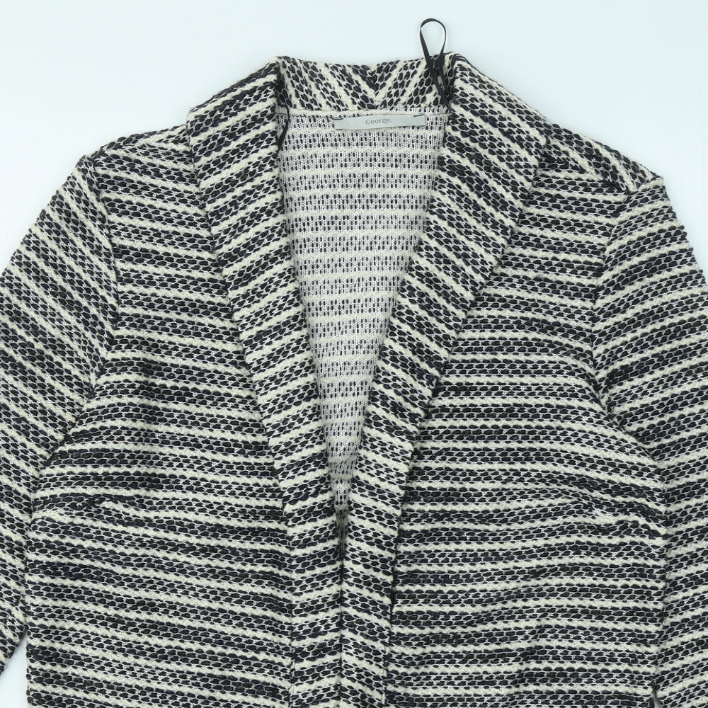 George Womens Black V-Neck Geometric Acrylic Cardigan Jumper Size 12