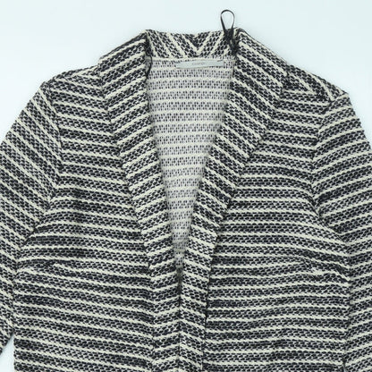 George Womens Black V-Neck Geometric Acrylic Cardigan Jumper Size 12