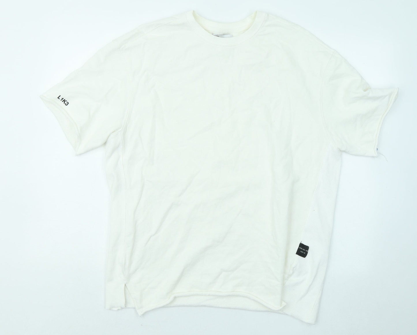 Bershka Womens White Cotton Pullover Sweatshirt Size M Pullover