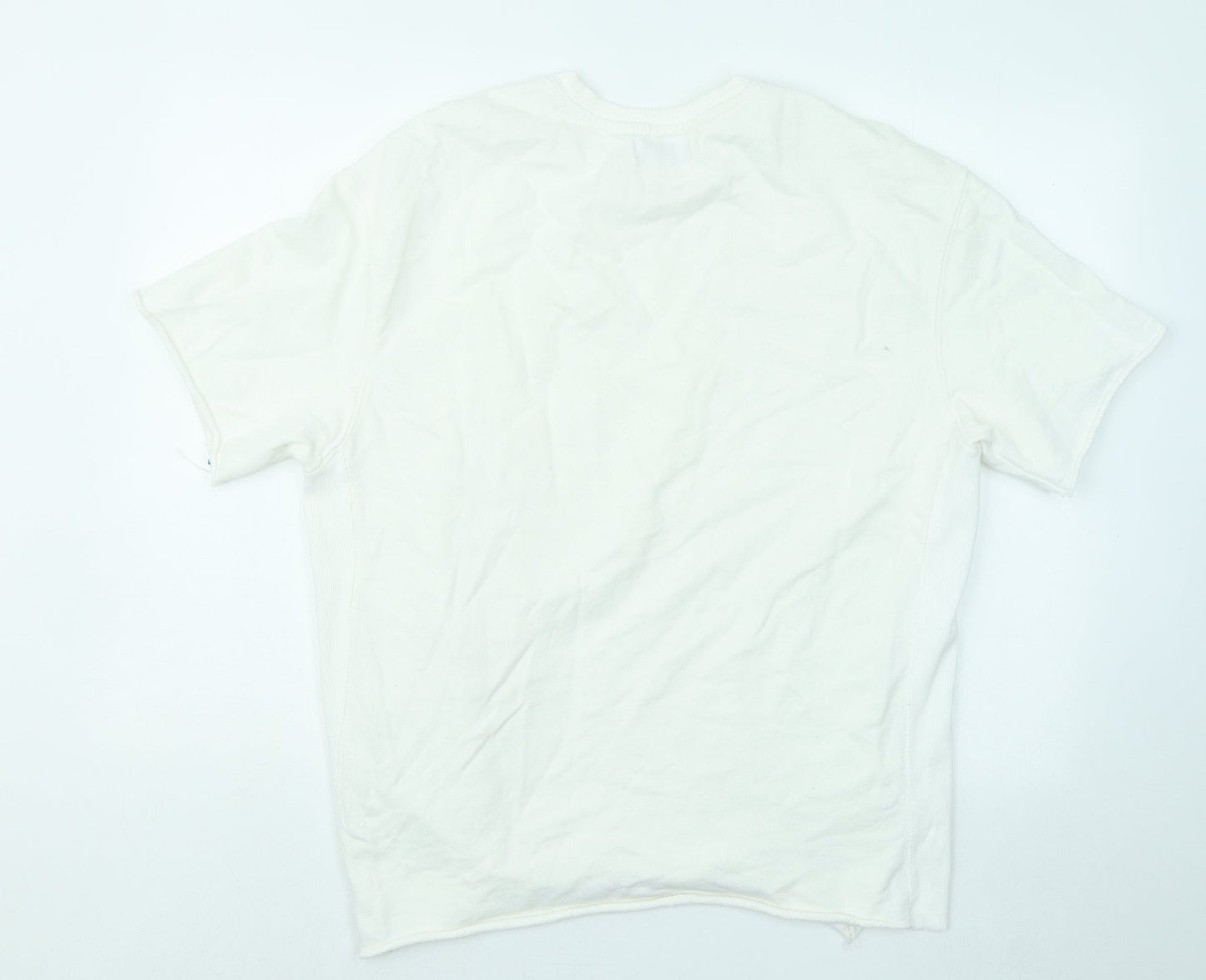 Bershka Womens White Cotton Pullover Sweatshirt Size M Pullover