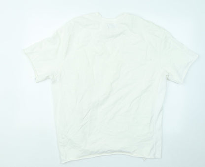 Bershka Womens White Cotton Pullover Sweatshirt Size M Pullover