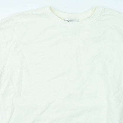 Bershka Womens White Cotton Pullover Sweatshirt Size M Pullover