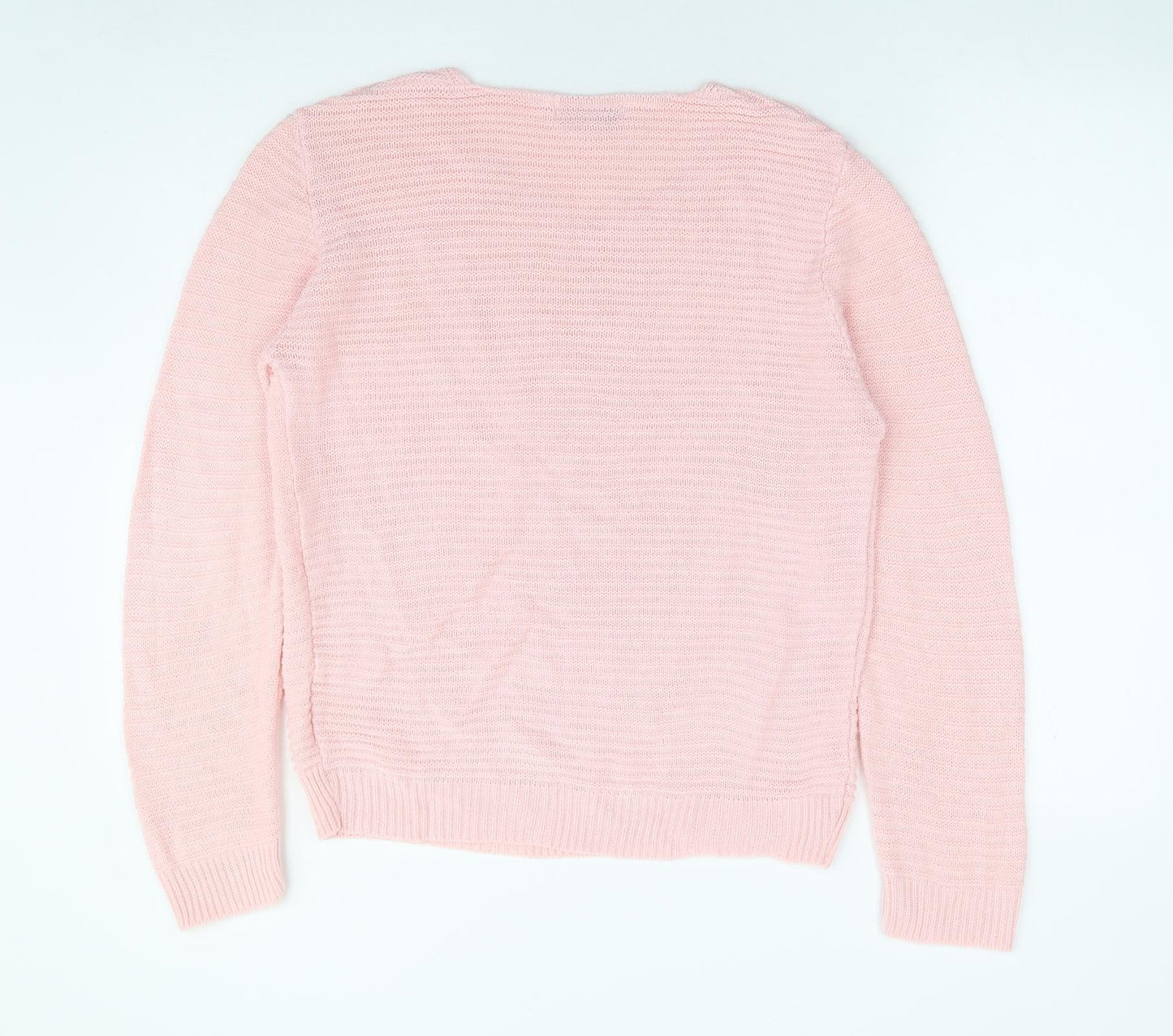 BASSINI Womens Pink Scoop Neck Acrylic Pullover Jumper Size S