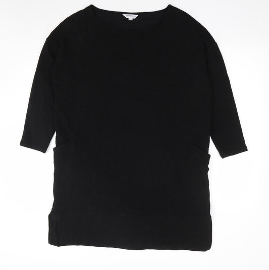 Great Plains London Womens Black Striped Viscose Shift Size 14 Round Neck Pullover