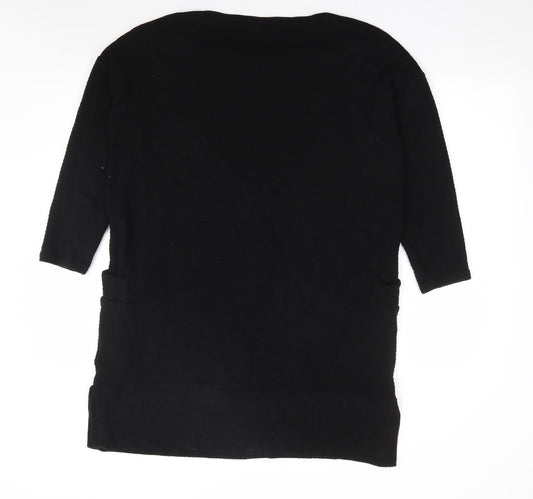 Great Plains London Womens Black Striped Viscose Shift Size 14 Round Neck Pullover