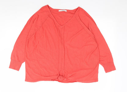 George Womens Red V-Neck Viscose Pullover Jumper Size 18 - Tie Front