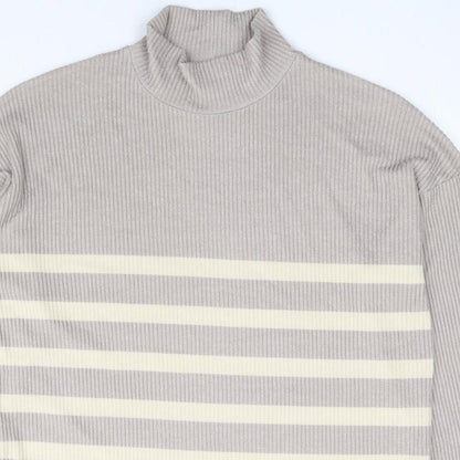 F&F Womens Beige High Neck Striped Polyester Tunic Jumper Size 16 - Ribbed