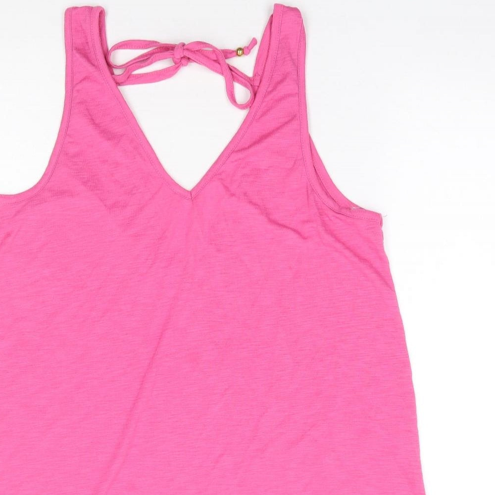 Womens UK Size S Preworn Pink Basic Tank