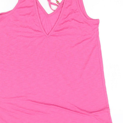 Womens UK Size S Preworn Pink Basic Tank