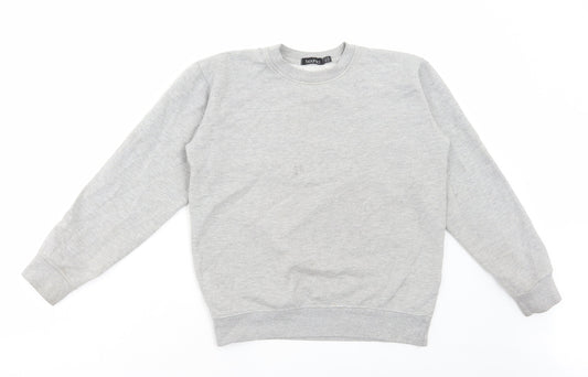 Boohoo Womens Grey Cotton Pullover Sweatshirt Size 8 Pullover