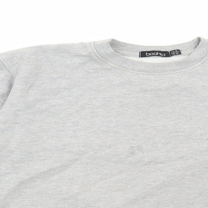 Boohoo Womens Grey Cotton Pullover Sweatshirt Size 8 Pullover