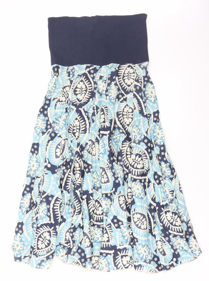 Matalan Womens Blue Geometric Cotton Fit & Flare Size 8 Off the Shoulder Pullover