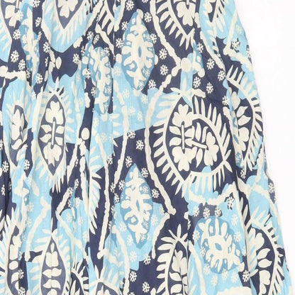 Matalan Womens Blue Geometric Cotton Fit & Flare Size 8 Off the Shoulder Pullover