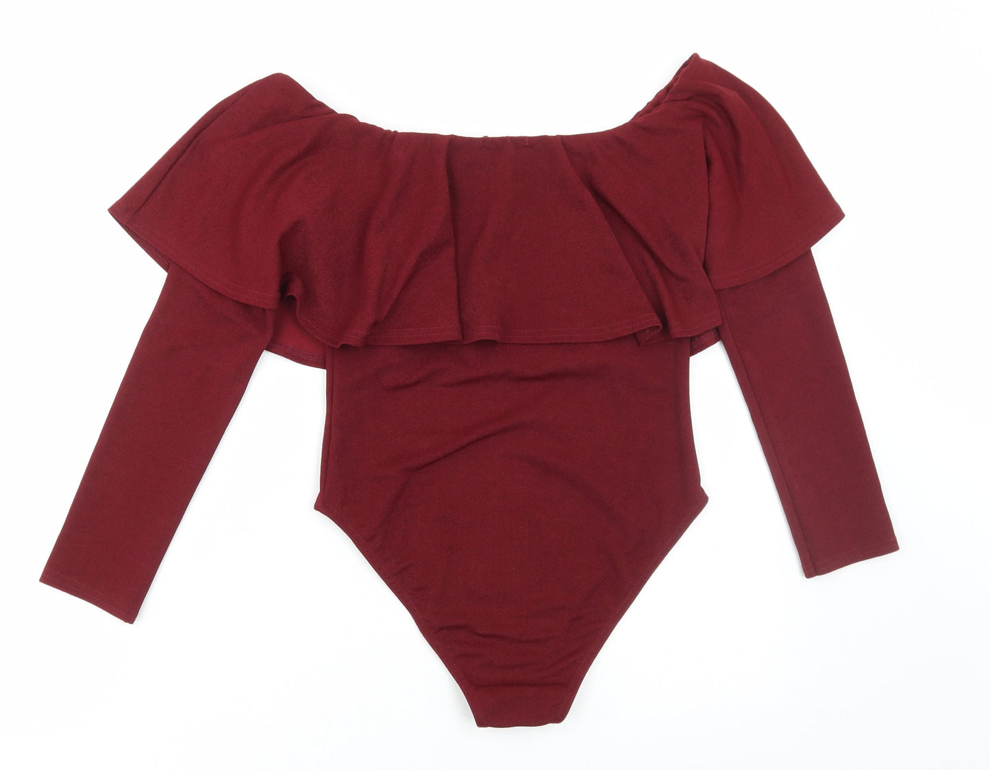 Boohoo Womens Red Polyester Bodysuit One-Piece Size 10 Snap