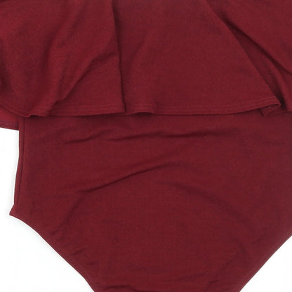 Boohoo Womens Red Polyester Bodysuit One-Piece Size 10 Snap