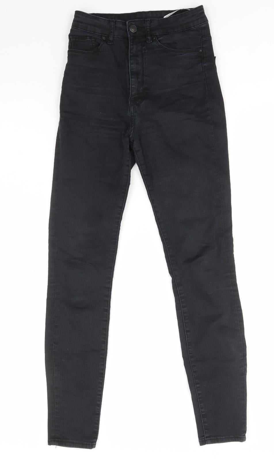 Zara Womens Black Cotton Skinny Jeans Size 6 L29 in Regular Zip