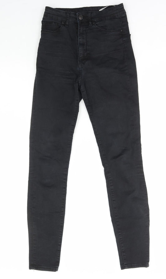 Zara Womens Black Cotton Skinny Jeans Size 6 L29 in Regular Zip