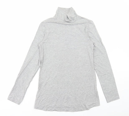 ASOS Womens Grey Viscose Basic T-Shirt Size 8 High Neck