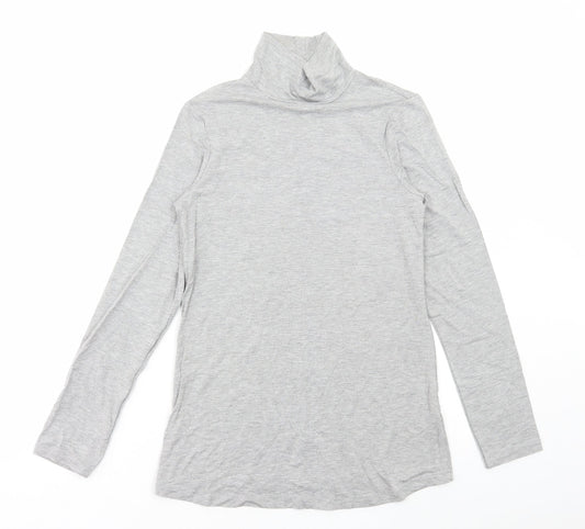 ASOS Womens Grey Viscose Basic T-Shirt Size 8 High Neck