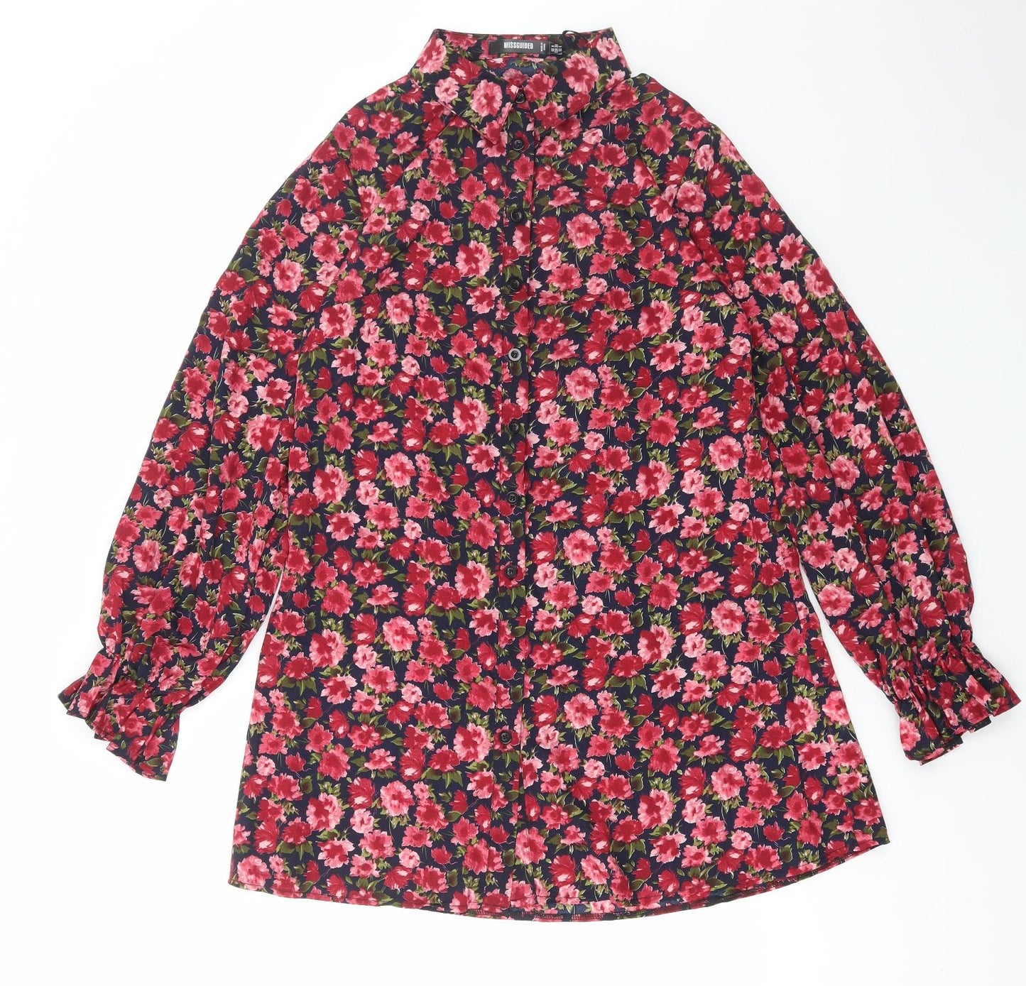 Womens UK Size 8 Missguided Red Basic Button-Up