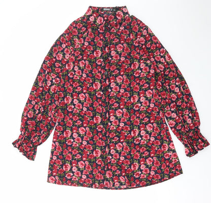Womens UK Size 8 Missguided Red Basic Button-Up