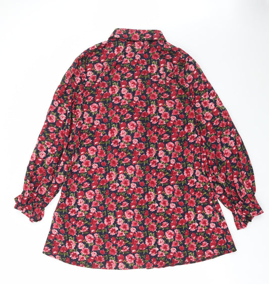 Womens UK Size 8 Missguided Red Basic Button-Up