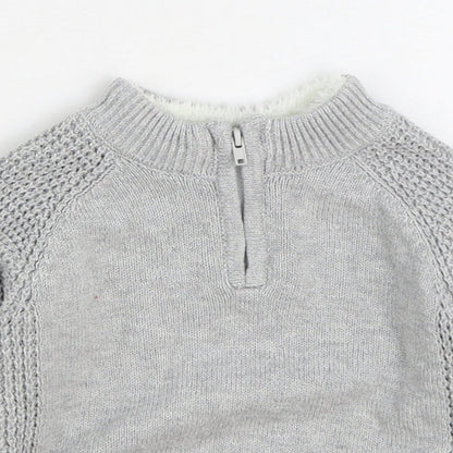 Primark Boys Grey Cotton Pullover Jumper Size 12-18 Months Zip