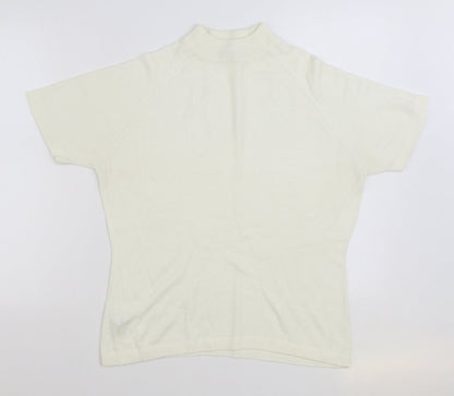 George Womens White Mock Neck Acrylic Pullover Jumper Size 14