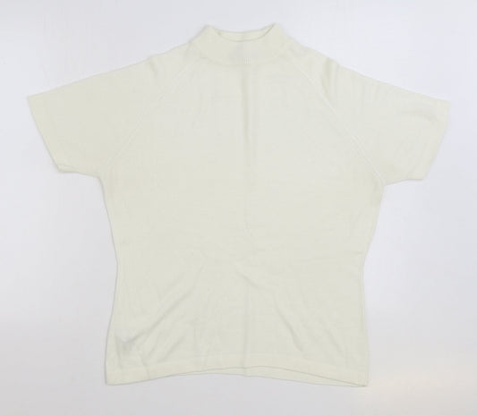 George Womens White Mock Neck Acrylic Pullover Jumper Size 14