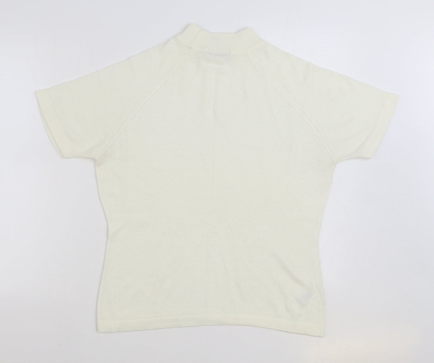 George Womens White Mock Neck Acrylic Pullover Jumper Size 14