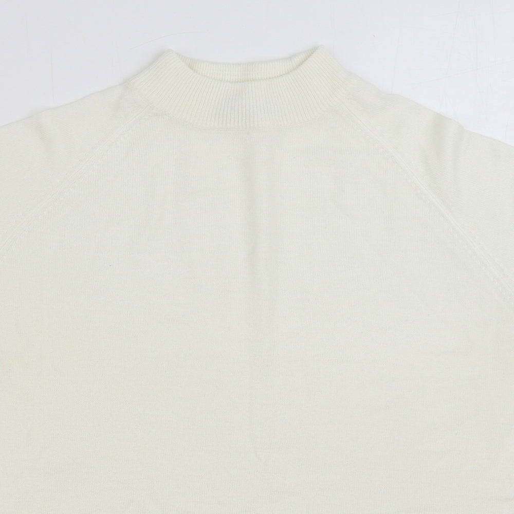 George Womens White Mock Neck Acrylic Pullover Jumper Size 14