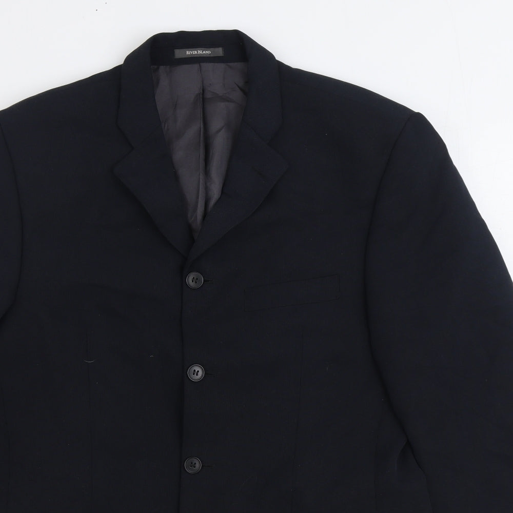 Mens UK Size 40 River Island Regular Black Suit Jacket